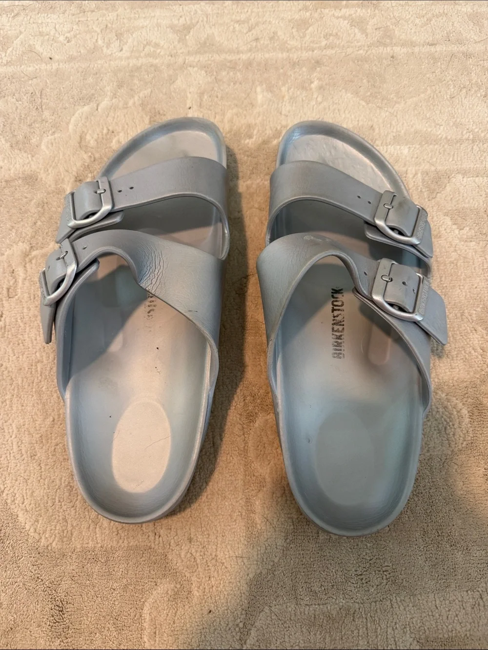 Birkenstock Arizona Essentials EVA Sandals in Metallic Silver 41